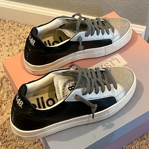 P448, Silver/Black Sneakers, Size 39 - Picture 5 of 9